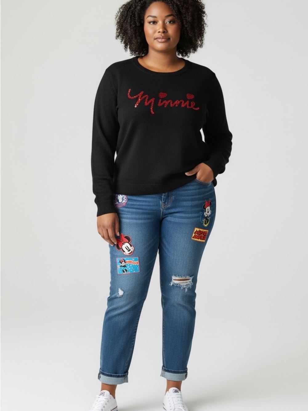 Torrid x Disney Minnie Mouse Red Sequin Script Sweater